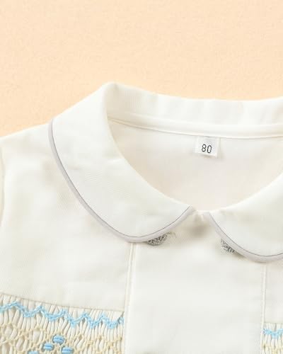Twoflower Toddler Boy Smocked Outfit Fall Clothing Long Sleeve Button Down