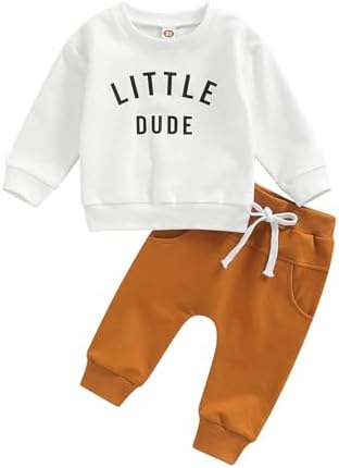 Murnouche Toddler Fall Winter Boys Crewneck Sweatshirt Joggers Set