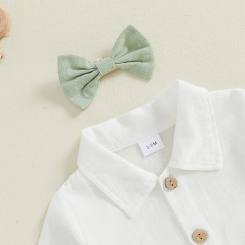 Newborn Baby Boy Bowtie Romper Set with Owsl Overalls