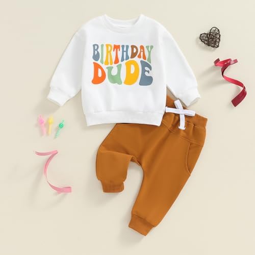 Kayotuas Happy 1st Birthday Toddler Set Cute Growth for Boys