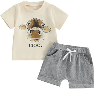 Country Farm Animal Outfit Infant Toddler Boys 2-Piece Set