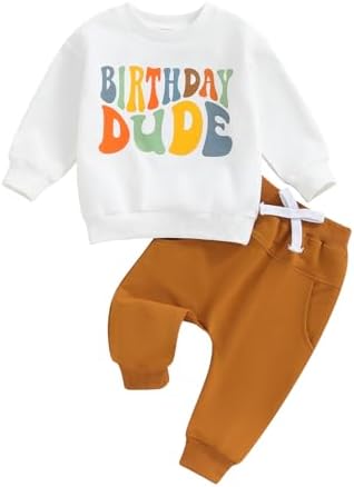 Kayotuas Happy 1st Birthday Toddler Set Cute Growth for Boys
