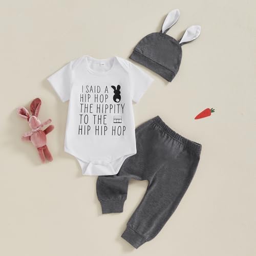 Adorable Baby Boy Easter Outfit with Romper Pants and Hat Set
