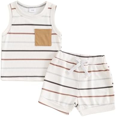 Bowanadacles Baby Boys Dinosaur Short Sleeve Vest and Shorts Set