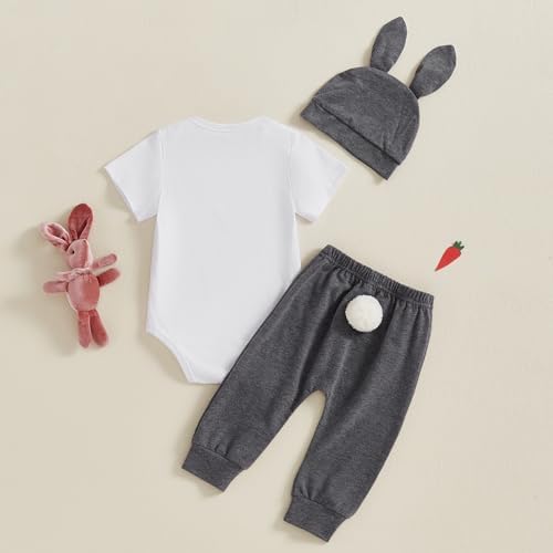 Adorable Baby Boy Easter Outfit with Romper Pants and Hat Set