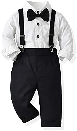 IDOPIP Toddler 1st Christmas Groom GOWN Tuxedo Hiring Retro Adorable Overalls
