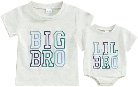 Perfectly Matchable Toddler Big Little Brother Outfits Set with Embroidery