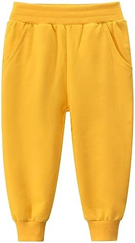 Unisex Kids Solid Cotton Winter Sweatpants with Elastic Waist