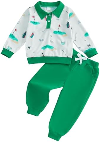 Little Boy Golf Outfit - Toddler Boys Golf Print Sweatsuit Set