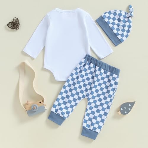 Newborn Bundle Fall Romper Pants Hat Set Lil SisBro Checking Out