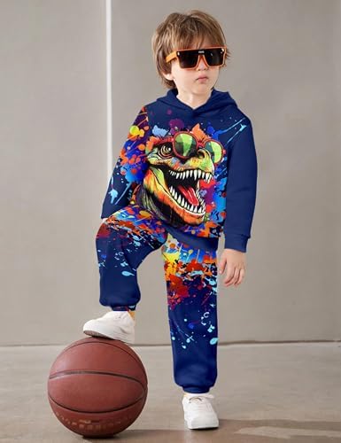 Cool Dinosaur Toddler Outfits Set - Long Sleeve Hoodie Pants