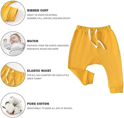 SOBOWO Newborn Baby Girl 3-Pack Joggers
