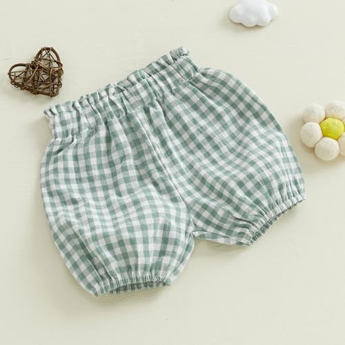 Xiaodriceee Plaid Ruffled Shorts for Babies Summer Fun Elastic Waist