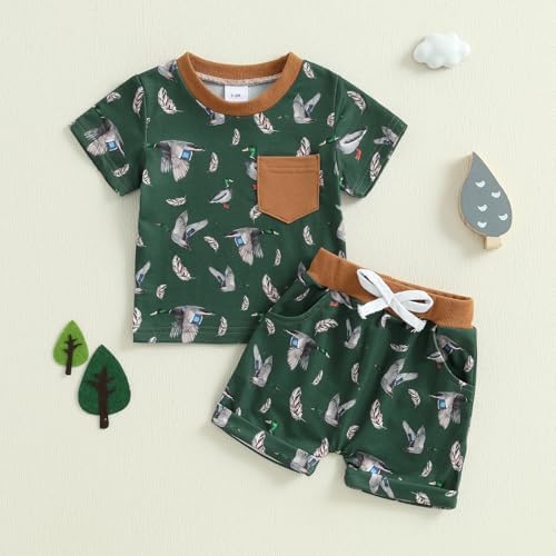 Summer Toddler Boys Duck Print Outfit Set