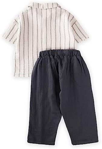 Muslin Boys Sets 100 Cotton Summer Set Pocket Shirt Drawstring Pants