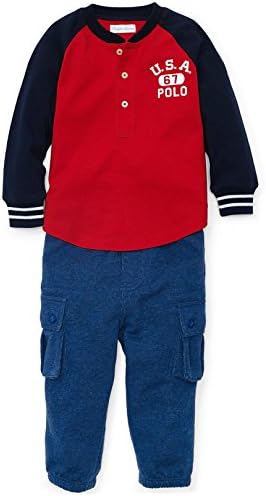 Ralph Lauren Polo Boys Henley Shirt Fleece Cargo Pants Set