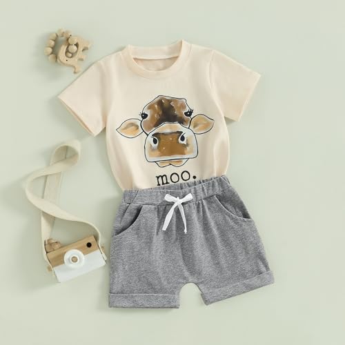 Country Farm Animal Outfit Infant Toddler Boys 2-Piece Set