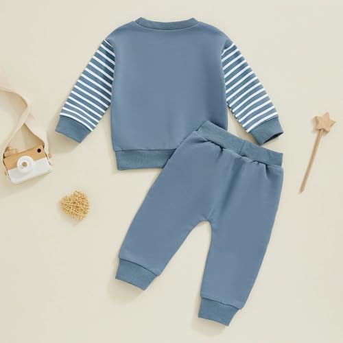 Toddler Striped Long Sleeve Sweatshirt Elastic Waist Pants 2 Piece Set