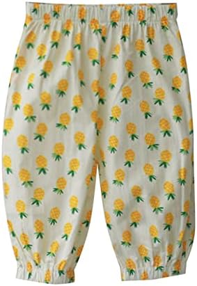 Long Bloomers Cotton Linen Trousers Elastic Waist Cartoon Print Soft Spring Fall