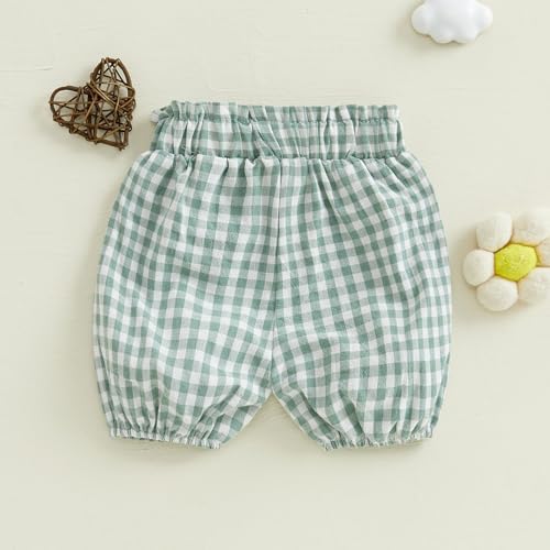 Xiaodriceee Plaid Ruffled Shorts for Babies Summer Fun Elastic Waist