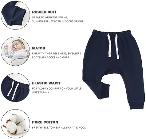 SOBOWO Newborn Baby Girl 3-Pack Joggers