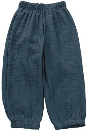3-Piece Kids Cotton Linen Elastic Trousers