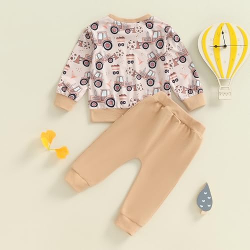 Perfect Toddler Boys Fall Outfit Stylish Cartoon Print Comfortable Mismatched Dads Set