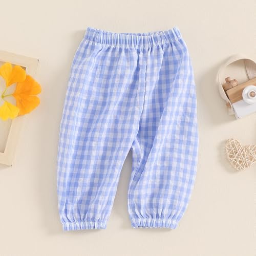 Toddler Plaid Linen Harem Pants for Boys Girls
