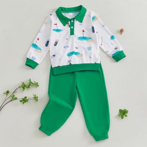 Little Boy Golf Outfit - Toddler Boys Golf Print Sweatsuit Set