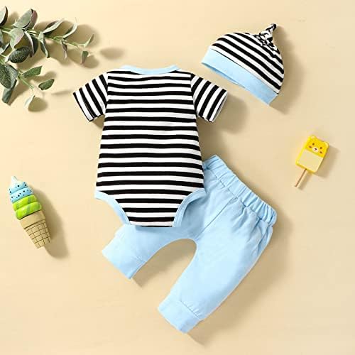VINUOKER Boys Summer Blue Cotton Blend Striped Sport Casual Coordinate Outfit