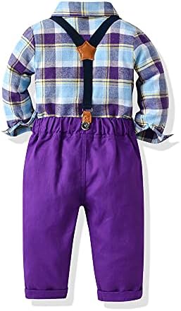 Toddler Boys Dress Suit Set with Bow Tie and Suspenders