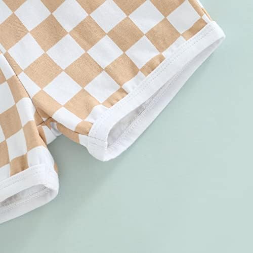 Lamuusaa Boys 0-3T Summer Cotton Plaid Jogger Shorts Elastic Waist