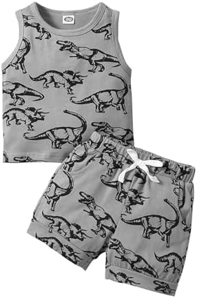 Dinosaur vest and shorts for boys - customizable summer set