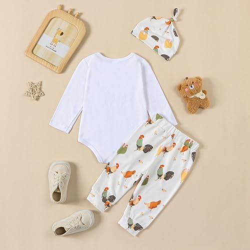 Infant Boy Farm Letter Bodysuit Set with Hat 0-18 Months