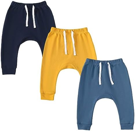 SOBOWO Newborn Baby Girl 3-Pack Joggers