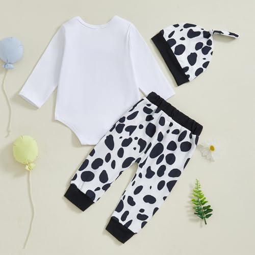 Chloefairy New to the Herd Baby Set Cozy Cuddly Cowprint Newborn Outfit