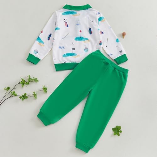 Little Boy Golf Outfit - Toddler Boys Golf Print Sweatsuit Set