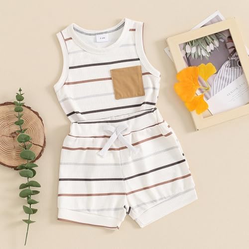 Bowanadacles Baby Boys Dinosaur Short Sleeve Vest and Shorts Set