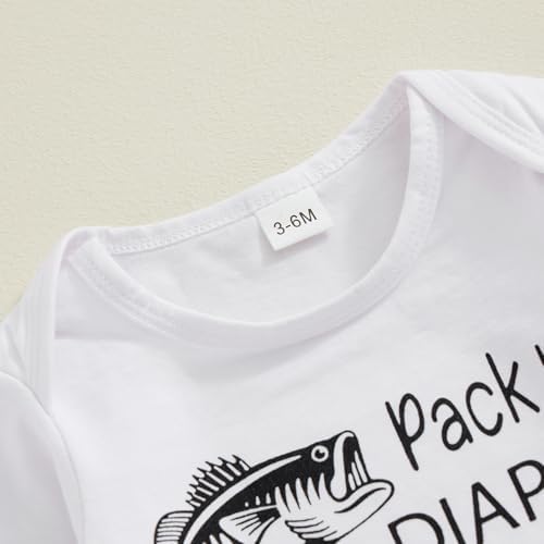 Lamuusaa Newborn Baby Boy Fall Fishing Outfit Romper Set