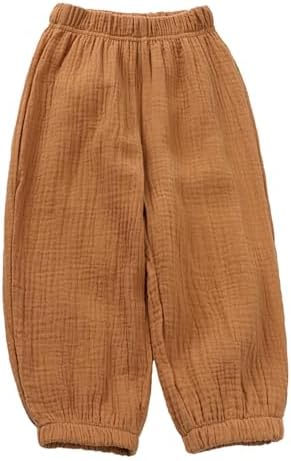 3 Pieces Kids Cotton Linen Elastic Casual Trousers