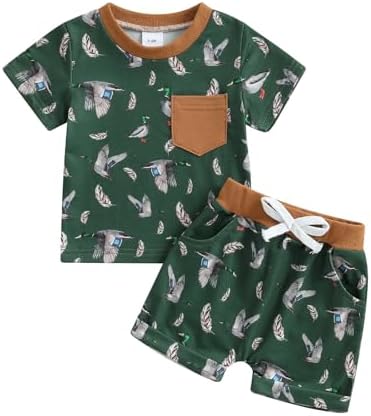 Summer Toddler Boys Duck Print Outfit Set