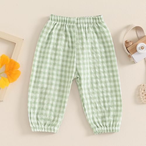 Checkered Baby Pants with Elastic Waistband