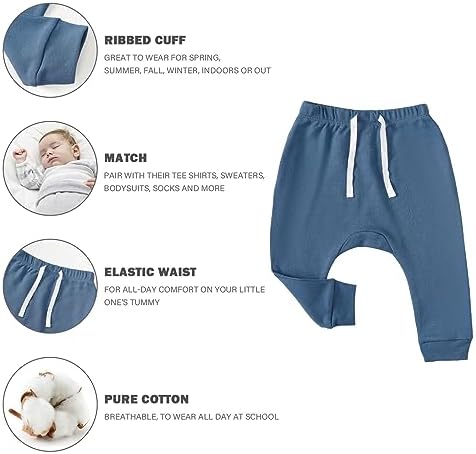 SOBOWO Newborn Baby Girl 3-Pack Joggers