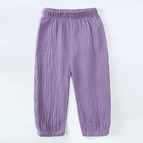 ZFTTZYMX Elastic Waist Cotton Linen Pants for Kids