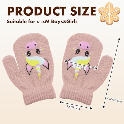 MniJiza Baby Winter Mittens Toddler Stretch Knit Gloves
