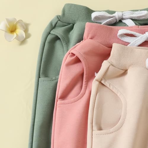 Comfortable Stylish Solid Color sweatpants for toddlers - Lightweight stretchy breathableAdjustable waist3-packs