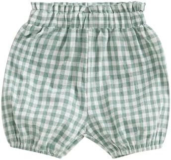 Xiaodriceee Plaid Ruffled Shorts for Babies Summer Fun Elastic Waist