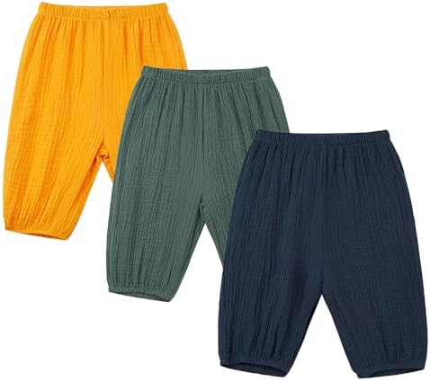 3Piece Cotton Linen Harem Pants for Baby Toddler Comfy and Soft