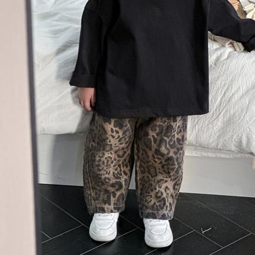 Little Baby Boys Leopard Denim Pants Y2K Streetwear Bottoms