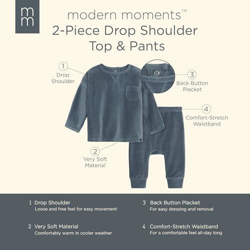 Modern Moments by Gerber Baby Velour 2-Piece Drop Shoulder Top Pant Set